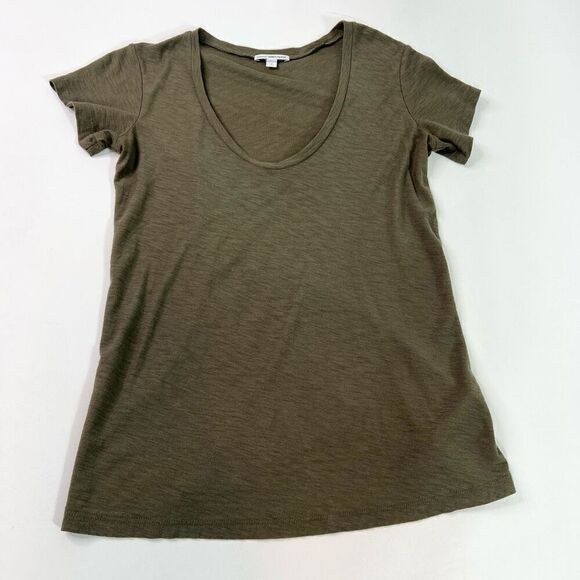 James Perse Tops Womens Small Green Cotton Blend Solid Scoop Neck Short Sleeve - Picture 1 of 8